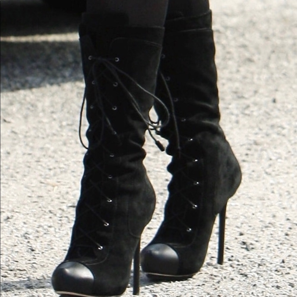 L.A.M.B suede lace up platform Prudence boots